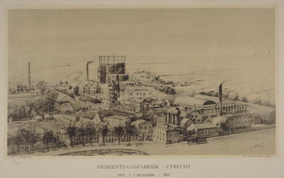 31330 Gezicht op de Gemeentelijke Gasfabriek (Wittevrouwensingel 75) te Utrecht, uit het zuidwesten.01-01-1912-31-12-1912